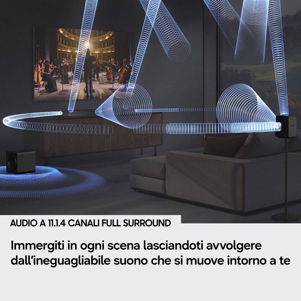 Samsung Soundbar HW-Q990H/XC, Audio 11.1.4 canali, potenza 756W, Active Voice Amplifier Pro, Auto AV Sync, Bluetooth 5.3, Q-Symphony, Wireless Dolby Atmos, 2026