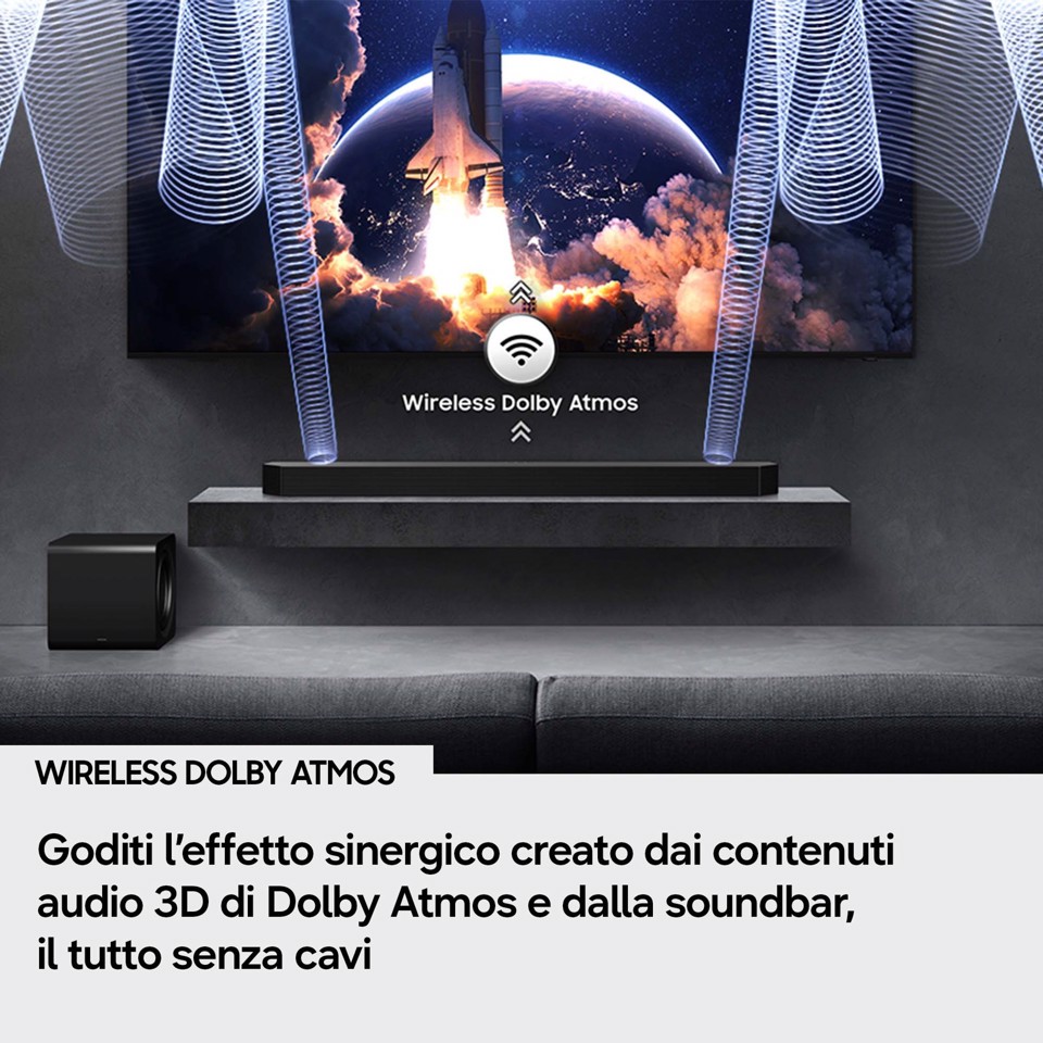 Samsung Soundbar HW-Q990H/XC, Audio 11.1.4 canali, potenza 756W, Active Voice Amplifier Pro, Auto AV Sync, Bluetooth 5.3, Q-Symphony, Wireless Dolby Atmos, 2026