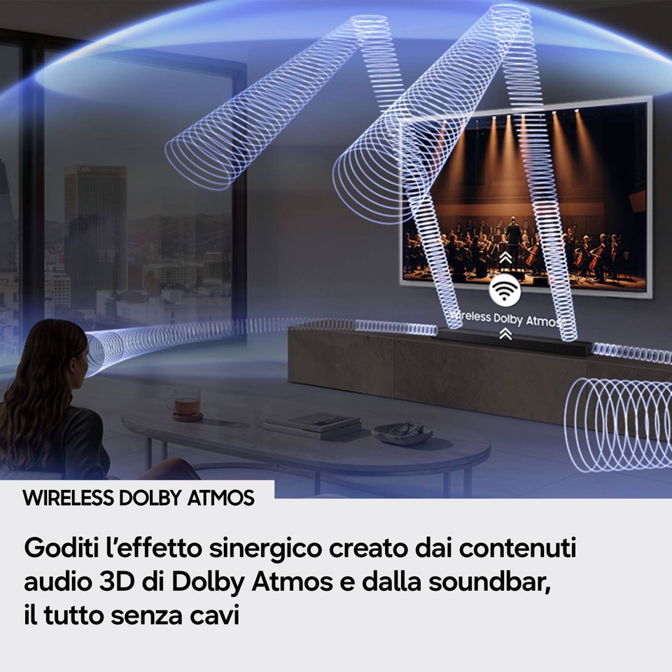 Samsung Soundbar HW-QS90H/XC, Audio 7.1.2 canali, potenza 330W, Active Voice Amplifier Pro, Bluetooth 5.3, Q-Symphony, Wireless Dolby Atmos, 2026