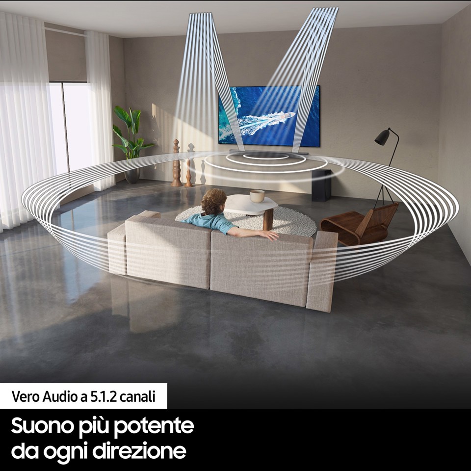 Samsung Soundbar HW-S800B/ZF con subwoofer 3.1.2 canali 330W 2022, audio 3D, effetto cinema surround, gaming mode, design ultra sottile