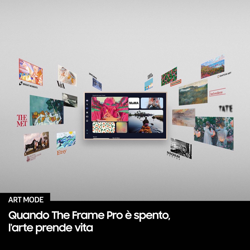 Samsung The Frame AI TV 43" QE43LS03FAUXZT 4K, Processore NQ4 AI Gen2, 4K AI Upscaling, Art Mode, Matte Display, Quantum HDR, Dolby Atmos & OTS Lite, Modern Frame Design, Vision AI Smart TV, 2025