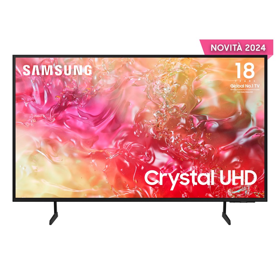 Samsung TV Crystal UHD 4K 43” UE43DU7170UXZT Smart TV Wi-Fi Black 2024, Processore Crystal 4K, 4K Upscaling, Slim Look Design, OTS Lite
