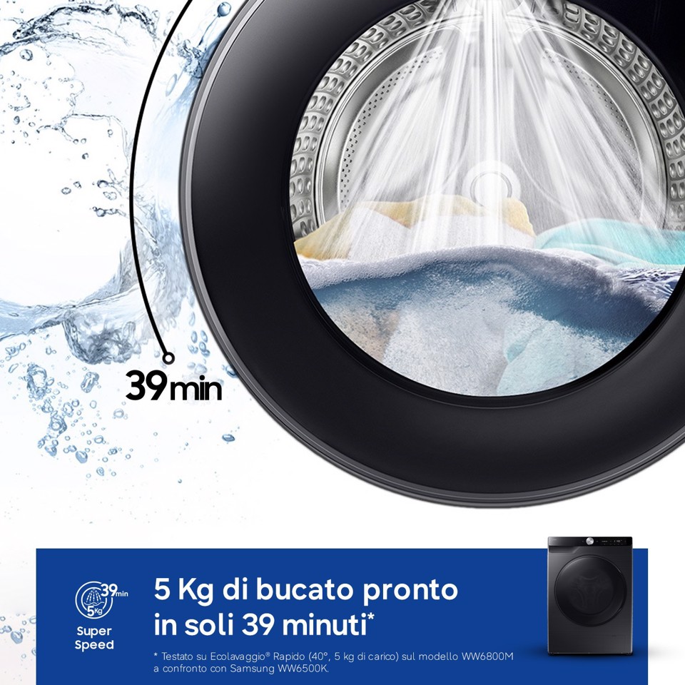 Samsung WD90DG6G94BB/U3 lavasciuga Libera installazione Caricamento frontale Nero