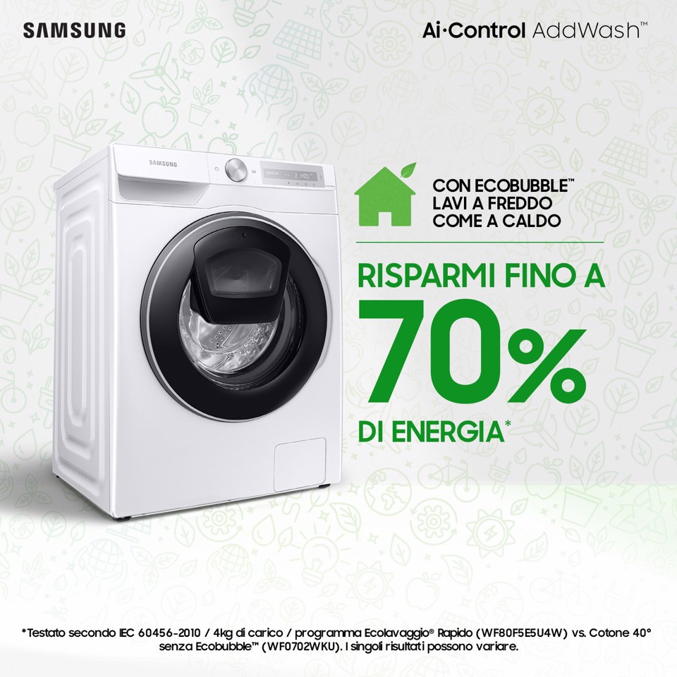Samsung WW90T684DLH lavatrice Caricamento frontale 9 kg 1400 Giri/min A Bianco