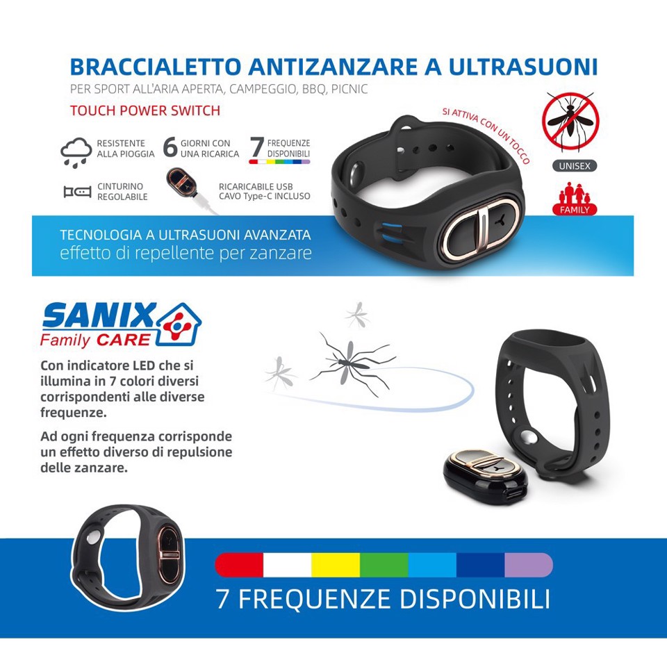 Sanix Family Care Braccialetto Antizanzare a Ultrasuoni