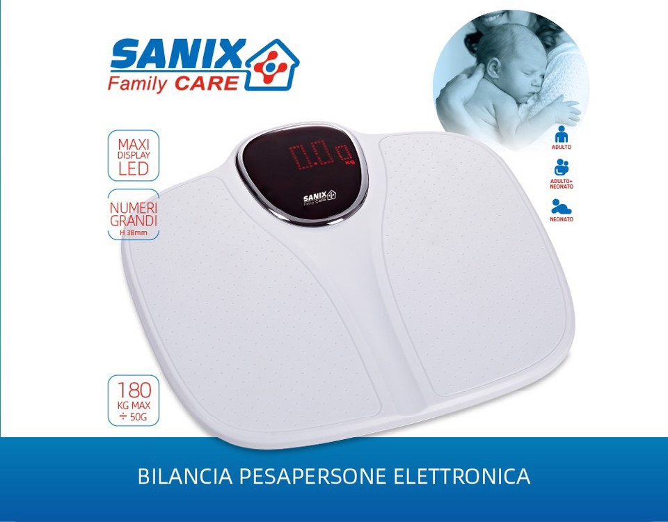 Sanix Family Care XDCAM7010P bilance pesapersone Quadrato Bianco Bilancia pesapersone elettronica