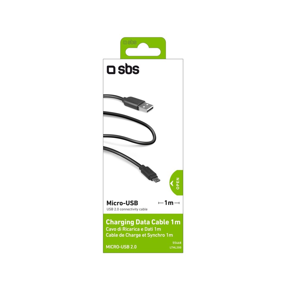 SBS 1m USB2.0/MicroUSB cavo USB USB A Micro-USB A 0,48 Gbit/s Nero