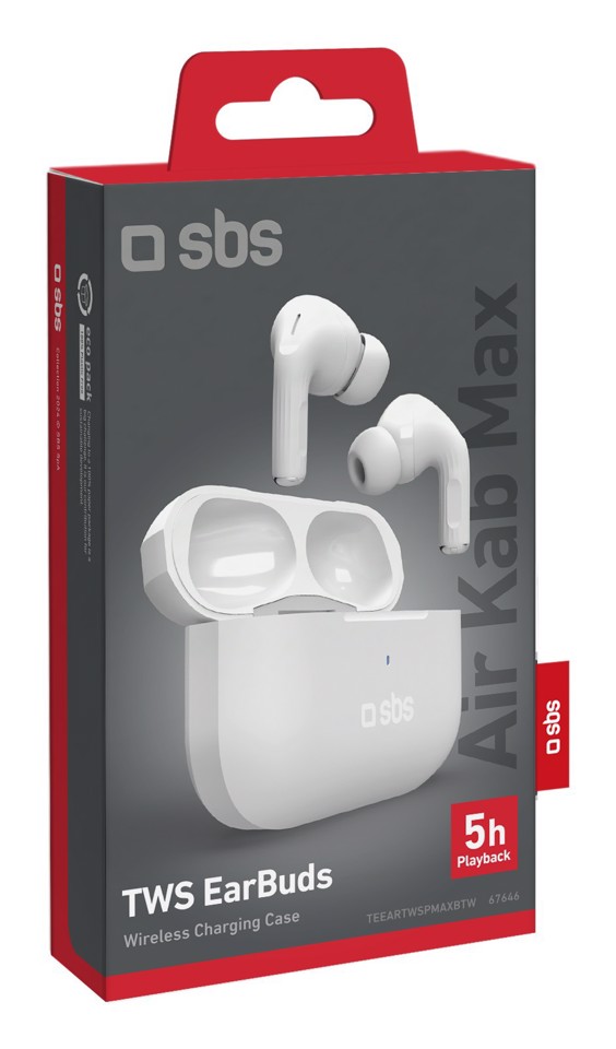 SBS Air Kab Max Auricolare True Wireless Stereo (TWS) In-ear Musica e Chiamate Bluetooth Bianco