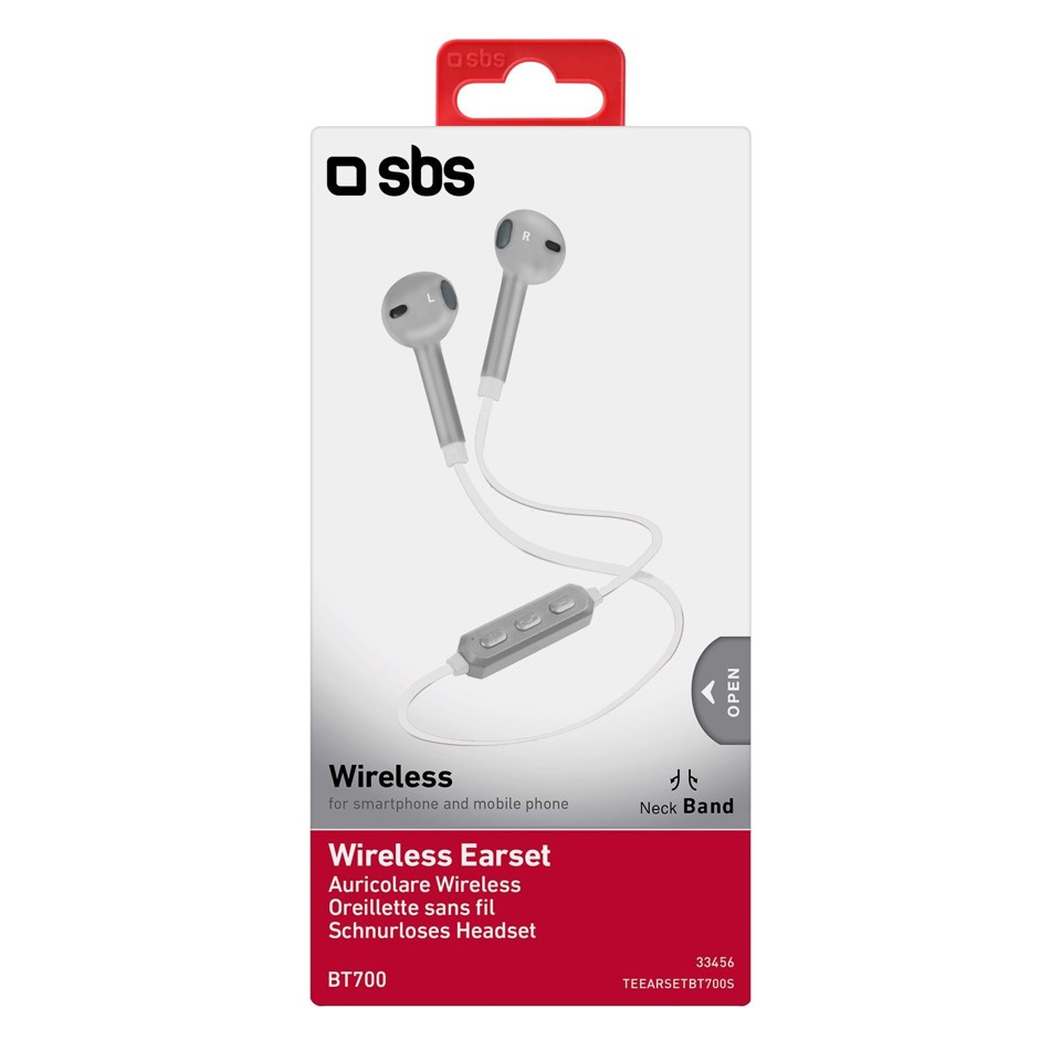SBS BT700 Auricolare Wireless Passanuca Musica e Chiamate Bluetooth Argento