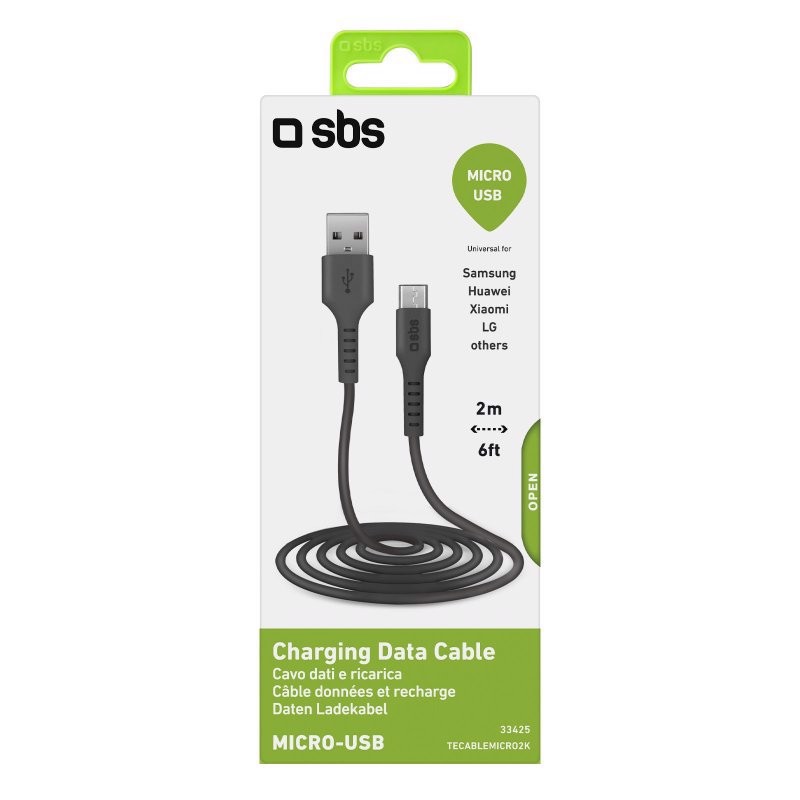 SBS Cavo dati 2 m nero - Connettori USB a Micro-USB