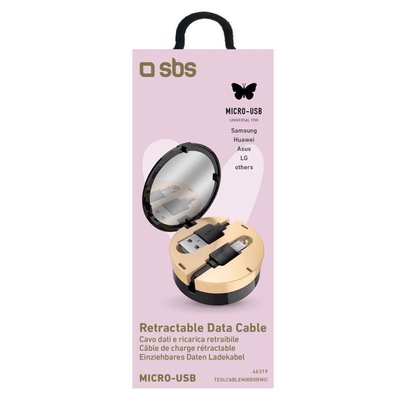 SBS Cavo dati e ricarica Micro USB retraibile con specchietto