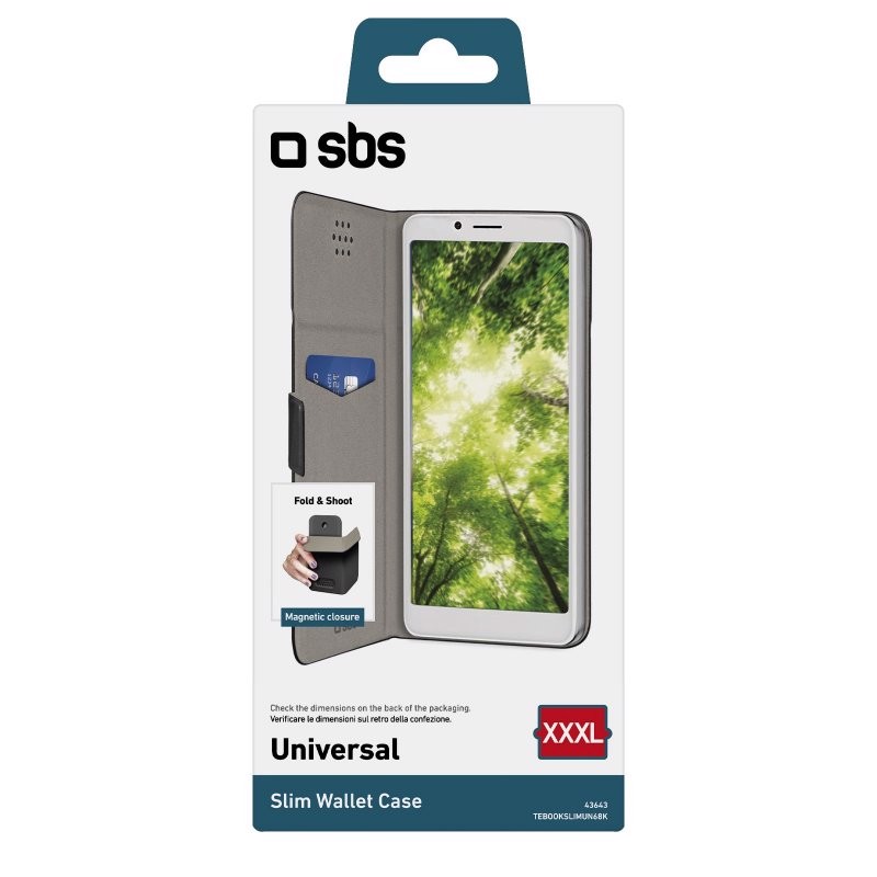 SBS Custodia BookSlim Universale per smartphone fino a 6,8" (170x80mm max)