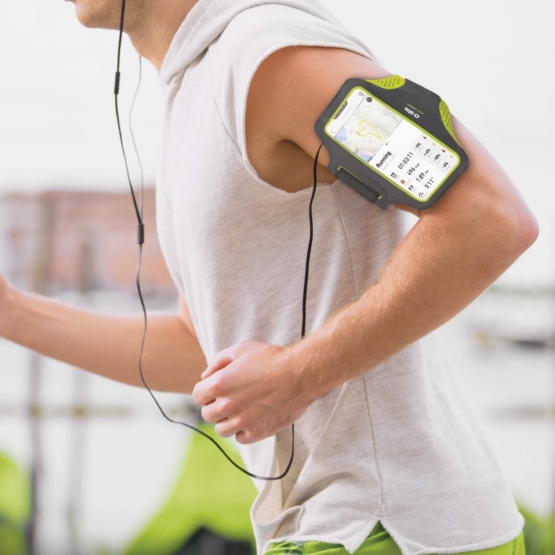 SBS Fascia da braccio running XXXL per smartphone fino a 6,7" con finestra touch