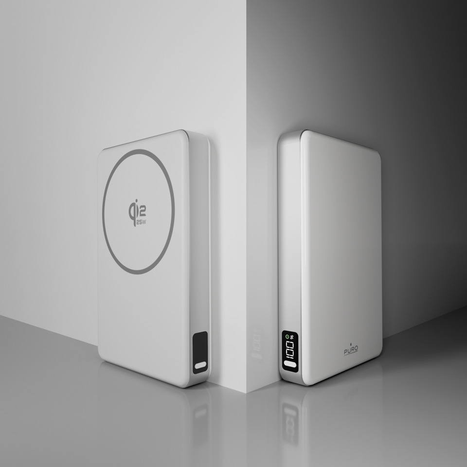 SBS LCD Pure Power Mag Polimeri di litio (LiPo) 10000 mAh Carica wireless Bianco