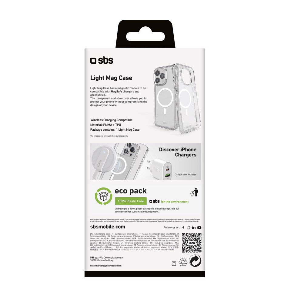 SBS Light Mag custodia per cellulare 16 cm (6.3") Cover Trasparente
