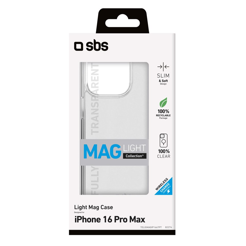 SBS Light Mag Cover Trasparente magsafe iphone 16 pro