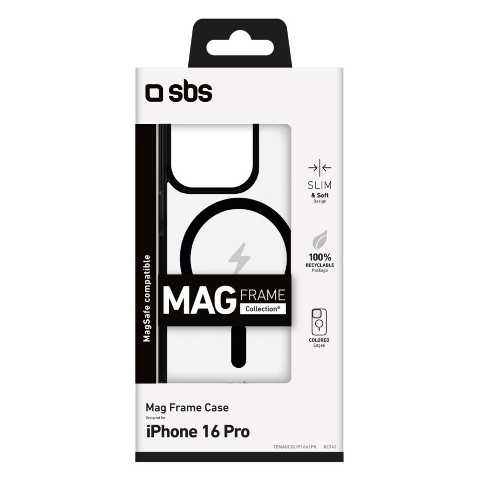 SBS Mag frame custodia per cellulare 16 cm (6.3") Cover Nero, Trasparente