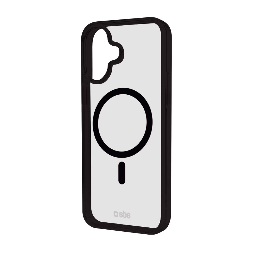 SBS Mag frame Cover Nero, Trasparente iphone 16 plus magsafe