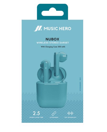 SBS Nubox Auricolare True Wireless Stereo (TWS) In-ear Musica e Chiamate USB tipo-C Bluetooth Ciano