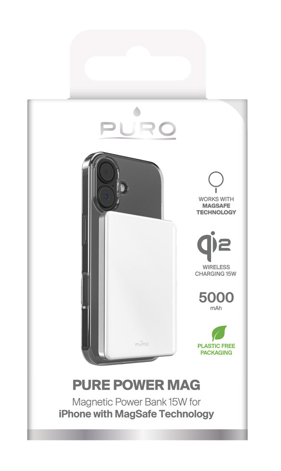 SBS Pure Power Mag Polimeri di litio (LiPo) 5000 mAh Carica wireless Bianco