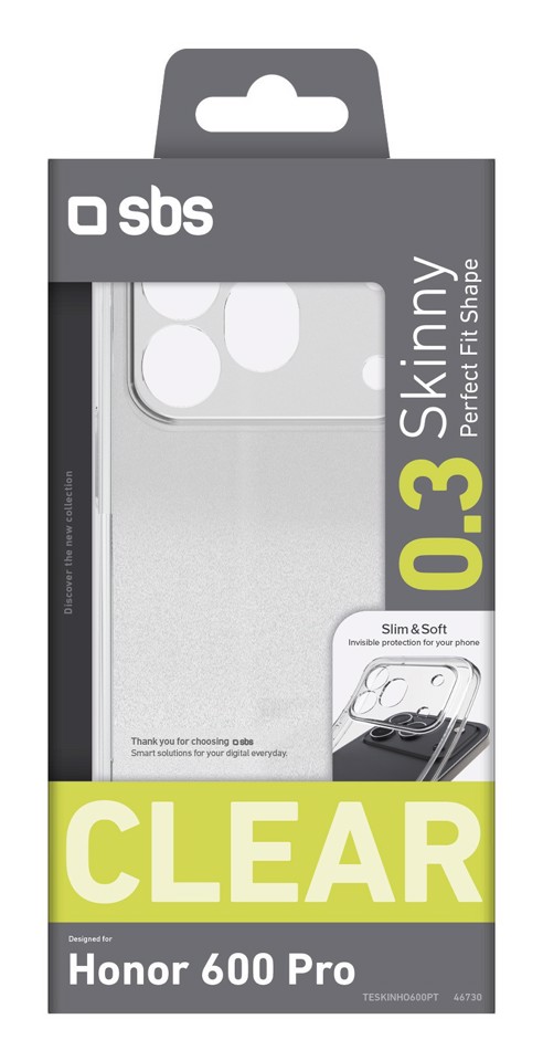 SBS Skinny custodia per cellulare 16,7 cm (6.57") Cover Trasparente