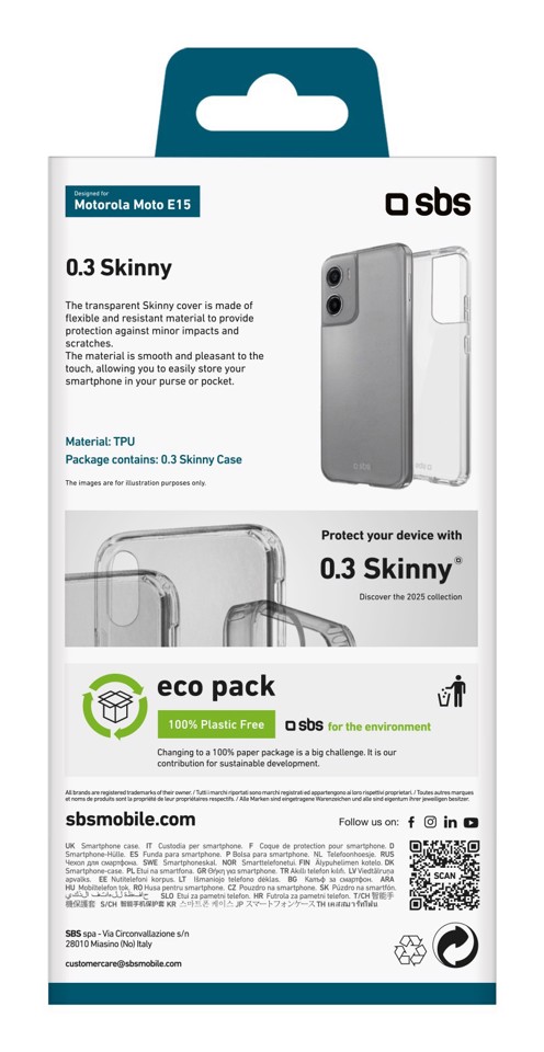 SBS Skinny Cover Trasparentemotorola e15
