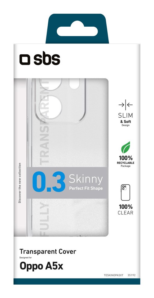 SBS Skinny custodia per cellulare 16,9 cm (6.67") Cover Trasparente