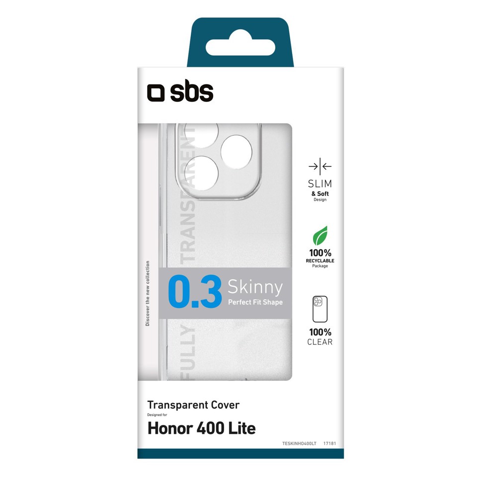 SBS Skinny custodia per cellulare 17 cm (6.7") Cover Trasparente