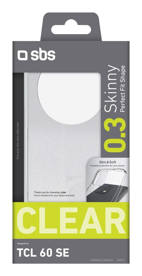 SBS Skinny custodia per cellulare 17 cm (6.7") Cover Trasparente