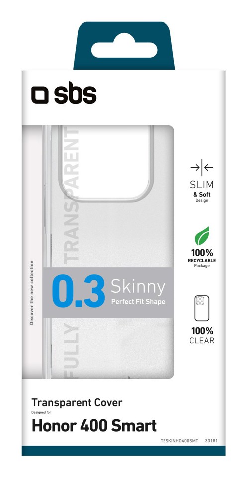 SBS Skinny custodia per cellulare 17,2 cm (6.77") Cover Trasparente per Honor 400 Smart