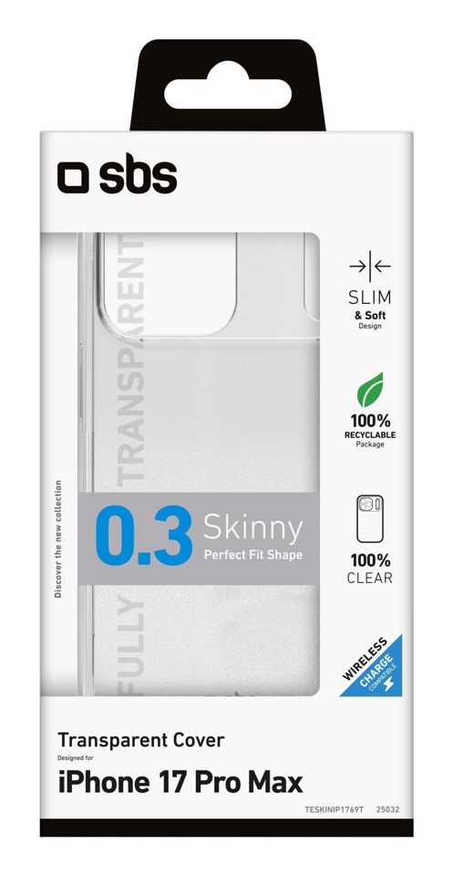 SBS Skinny custodia per cellulare 17,5 cm (6.9") Cover Trasparente