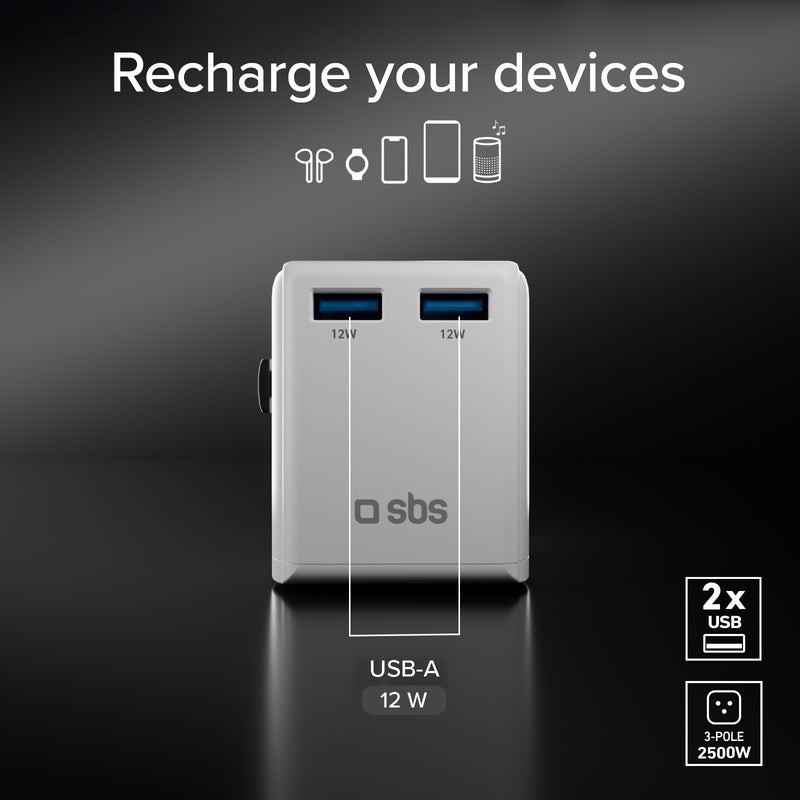 SBS TEADAPTEUNND adattatore per presa di corrente Universale Bianco