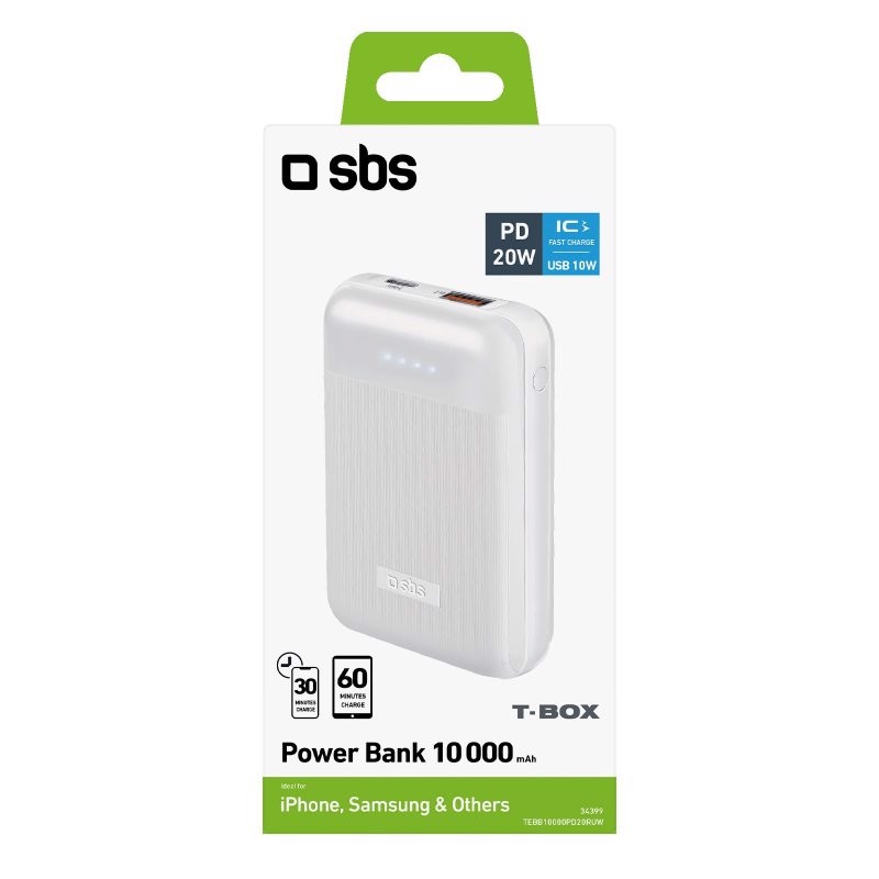 SBS TEBB10000PD20RUW batteria portatile Polimeri di litio (LiPo) 10000 mAh Bianco