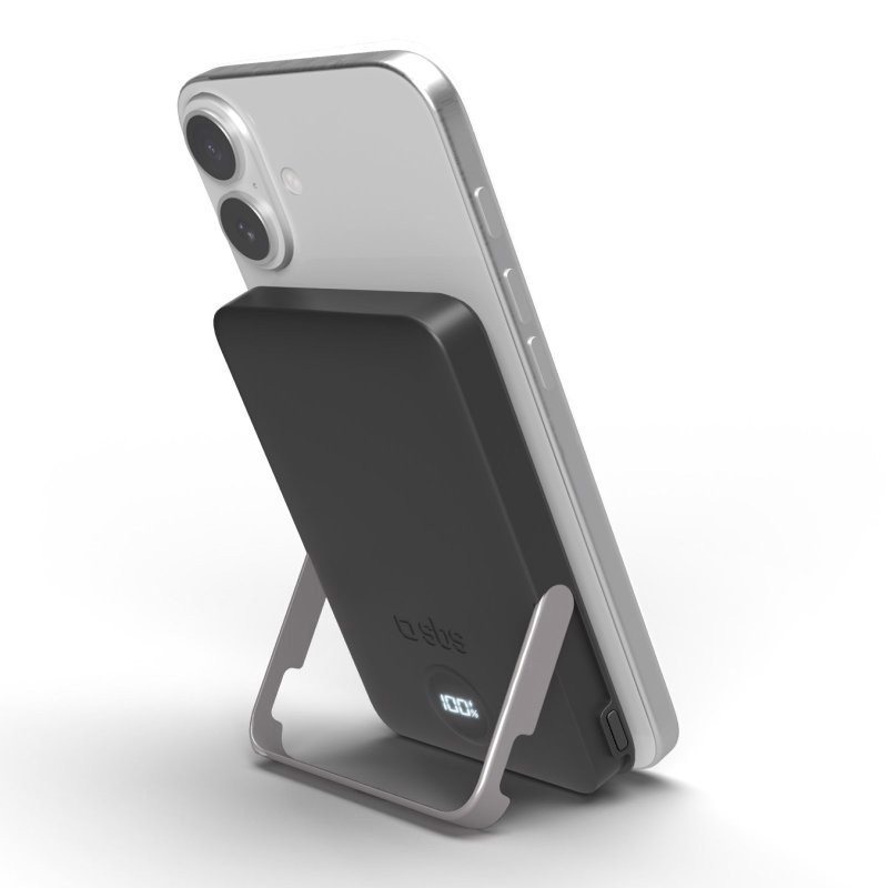 SBS TEBB5000MAGSTAND batteria portatile 5000 mAh Carica wireless Nero