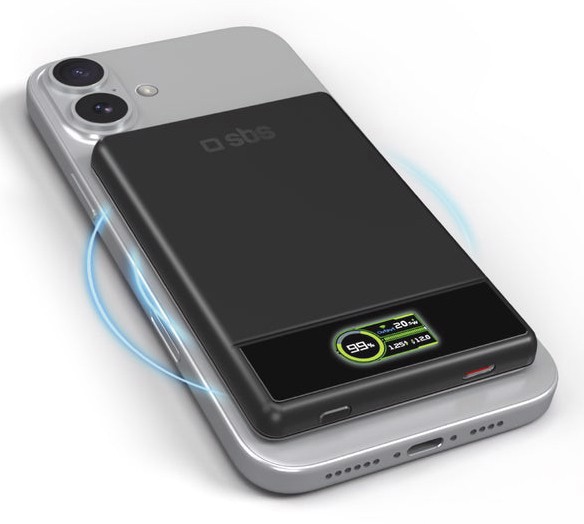 SBS TEBB5000MAGTFT batteria portatile Polimeri di litio (LiPo) 5000 mAh Carica wireless Nero