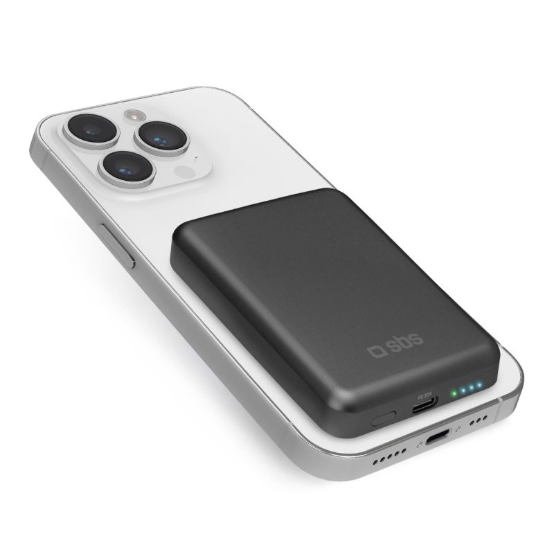 SBS TEBB5000MINIMAG batteria portatile Polimeri di litio (LiPo) 5000 mAh Carica wireless Nero