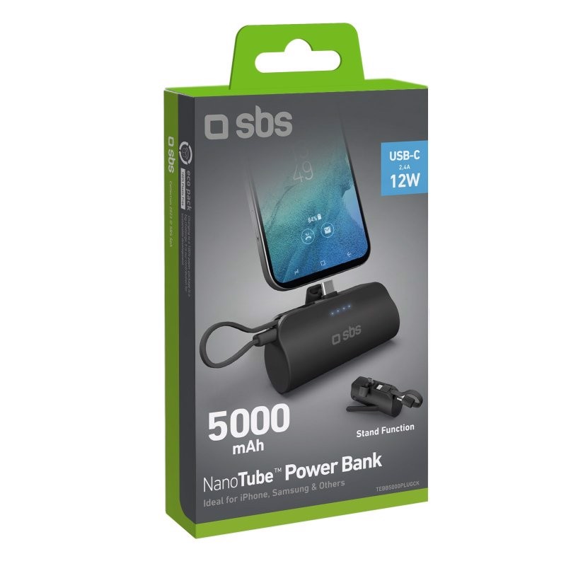 SBS TEBB5000PLUGCK batteria portatile 5000 mAh Nero