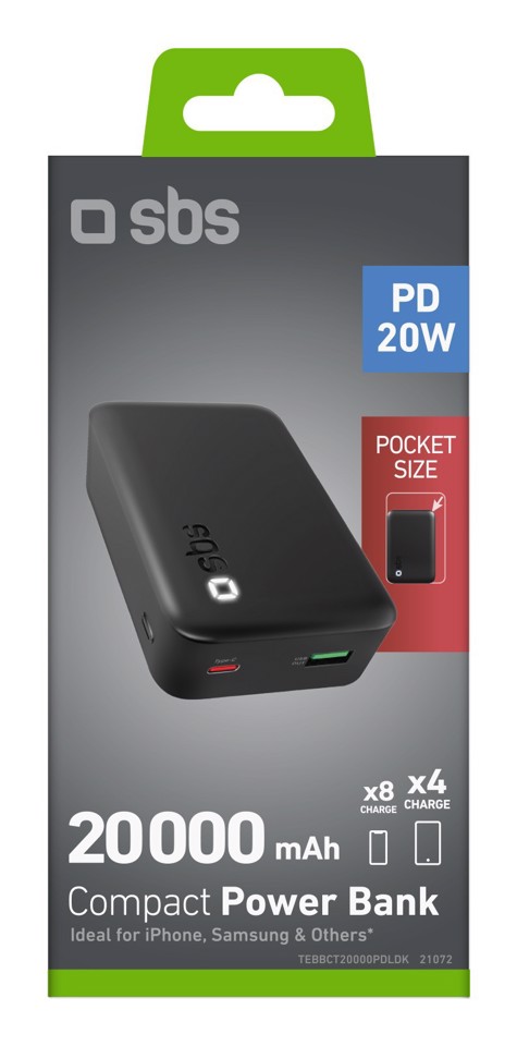SBS TEBBCT20000PDLDK batteria portatile Polimeri di litio (LiPo) 20000 mAh Nero
