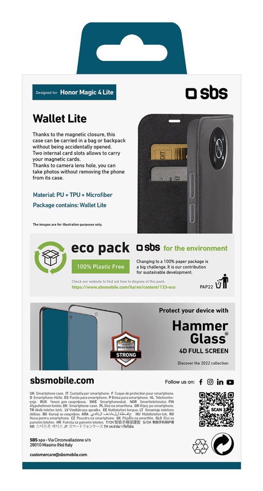 SBS TEBKLITEHOM4LK custodia per cellulare 17,3 cm (6.81") Custodia a borsellino Nero