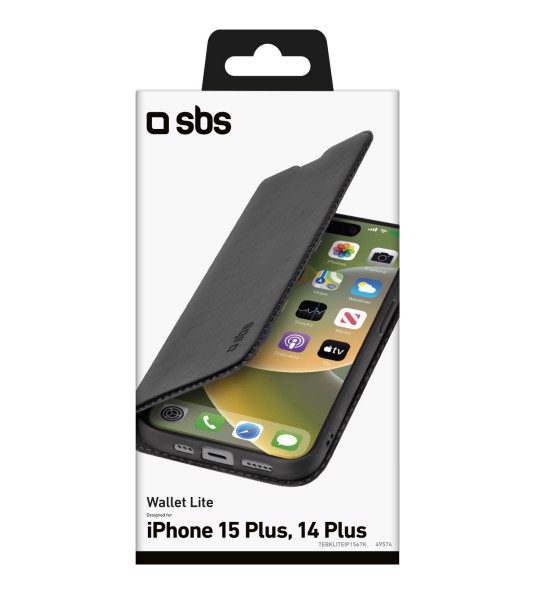 SBS TEBKLITEIP1567K custodia per cellulare 17 cm (6.7") Custodia a borsellino Nero