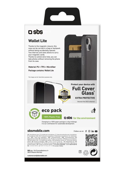 SBS TEBKLITEIP1567K custodia per cellulare 17 cm (6.7") Custodia a borsellino Nero