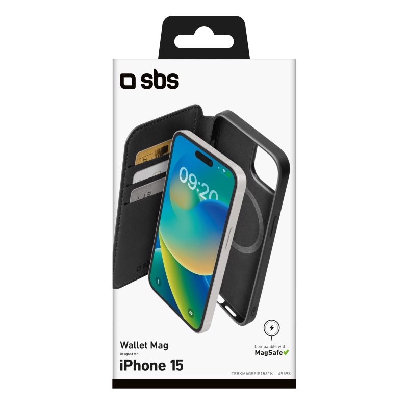 SBS TEBKMAGSFIP1561K custodia per cellulare 15,5 cm (6.1") Custodia a borsellino Nero