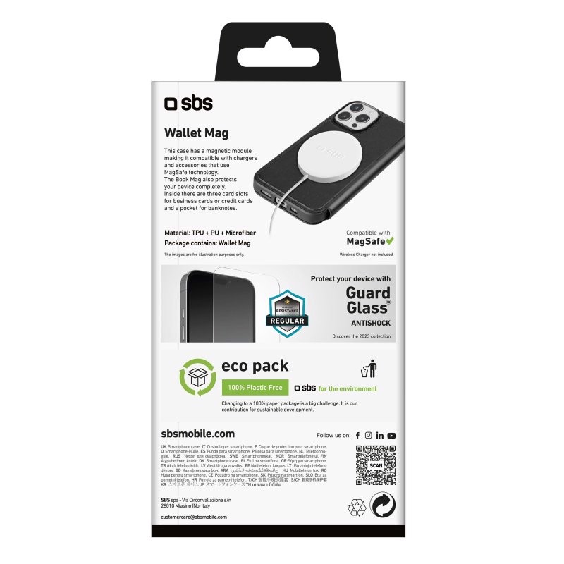 SBS TEBKMAGSFIP1561PK Wallet compatibile con magsafe iphone 15 pro, nero