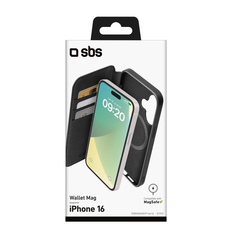 SBS TEBKMAGSFIP1661K Cover wallet iphone 16 magsafe Nero