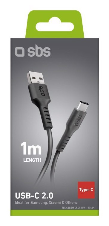 SBS TECABLEMICROC10K cavo USB USB 2.0 1 m USB A USB C 0,48 Gbit/s Nero