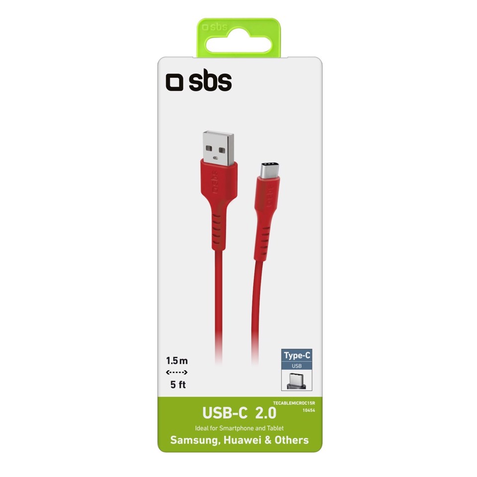 SBS TECABLEMICROC15R cavo USB USB 2.0 1,5 m USB A USB C Rosso