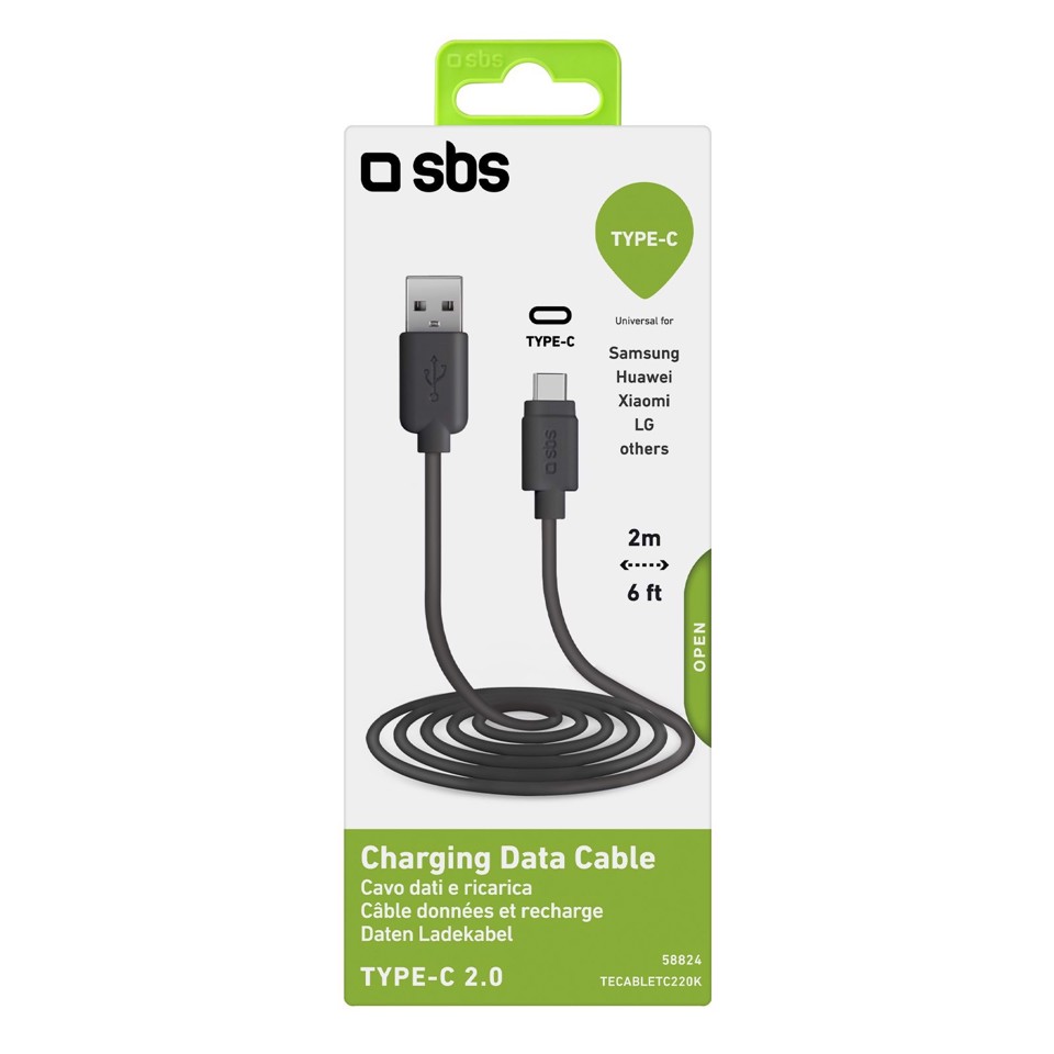 SBS TECABLETC220K cavo USB USB 2.0 2 m USB A USB C Nero