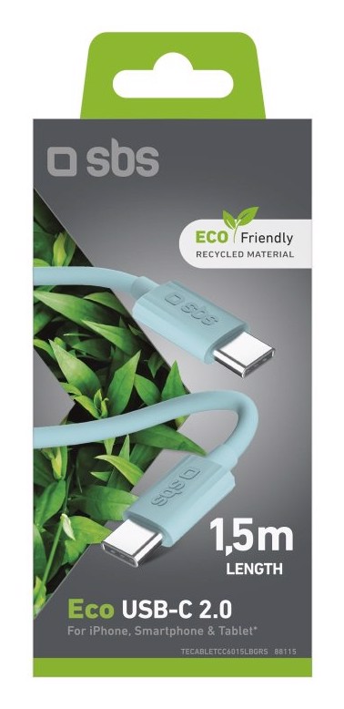 SBS TECABLETCC6015LBGRS cavo USB 1,5 m USB C Ciano
