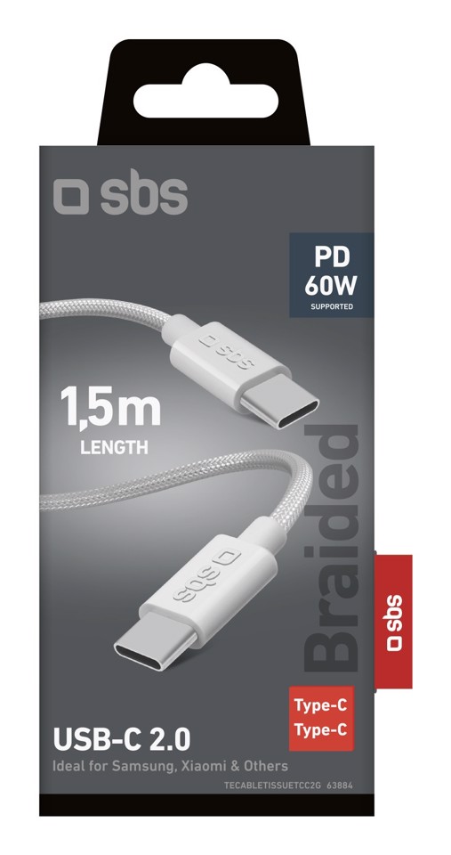 SBS TECABLETISSUE2G cavo USB 2 m USB C 60 W Grigio