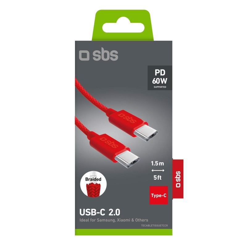 SBS TECABLETISSUETCCB cavo USB USB 2.0 1,5 m USB C 0,48 Gbit/s 60 W Rosso